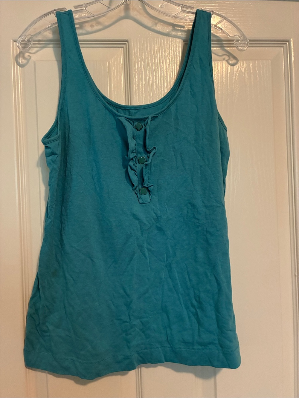 Old Navy Teal Scoop Neck Tank with Button Placket